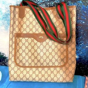 GUCCI Vintage Authentic GG Supreme Web Tote Bag